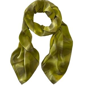 Cesar Galindo Green/Yellow Print Silk Scarf